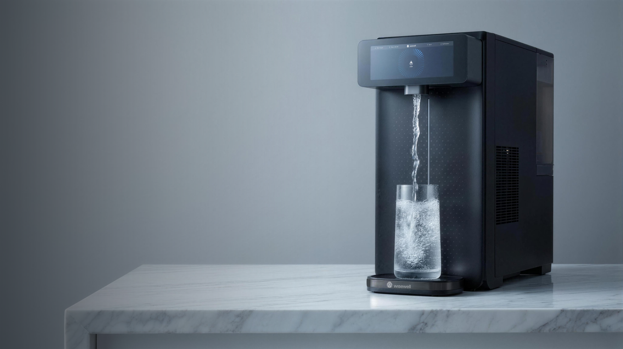 Wisewell Sparkle dispensing purified sparkling water